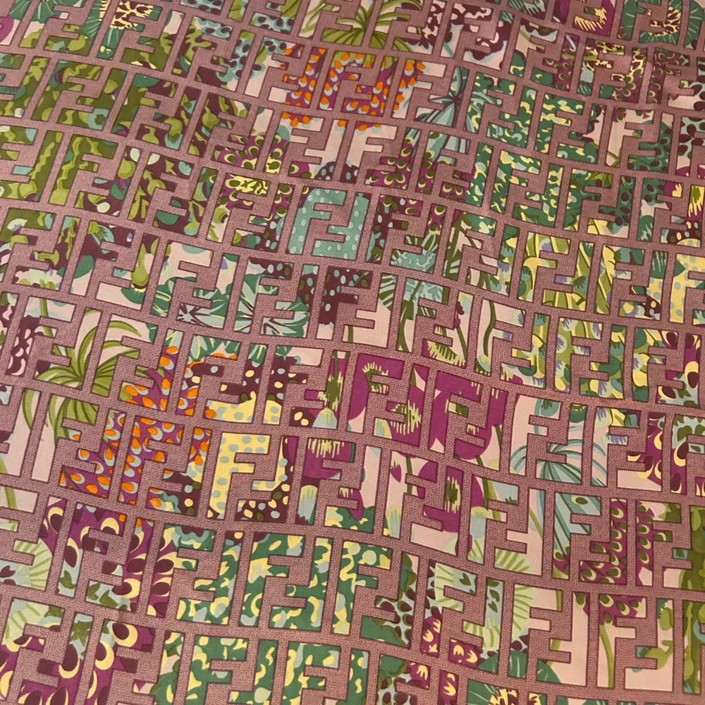 Fendi Plum Purple Patterned Silk Scarf - Picture 2 of 3